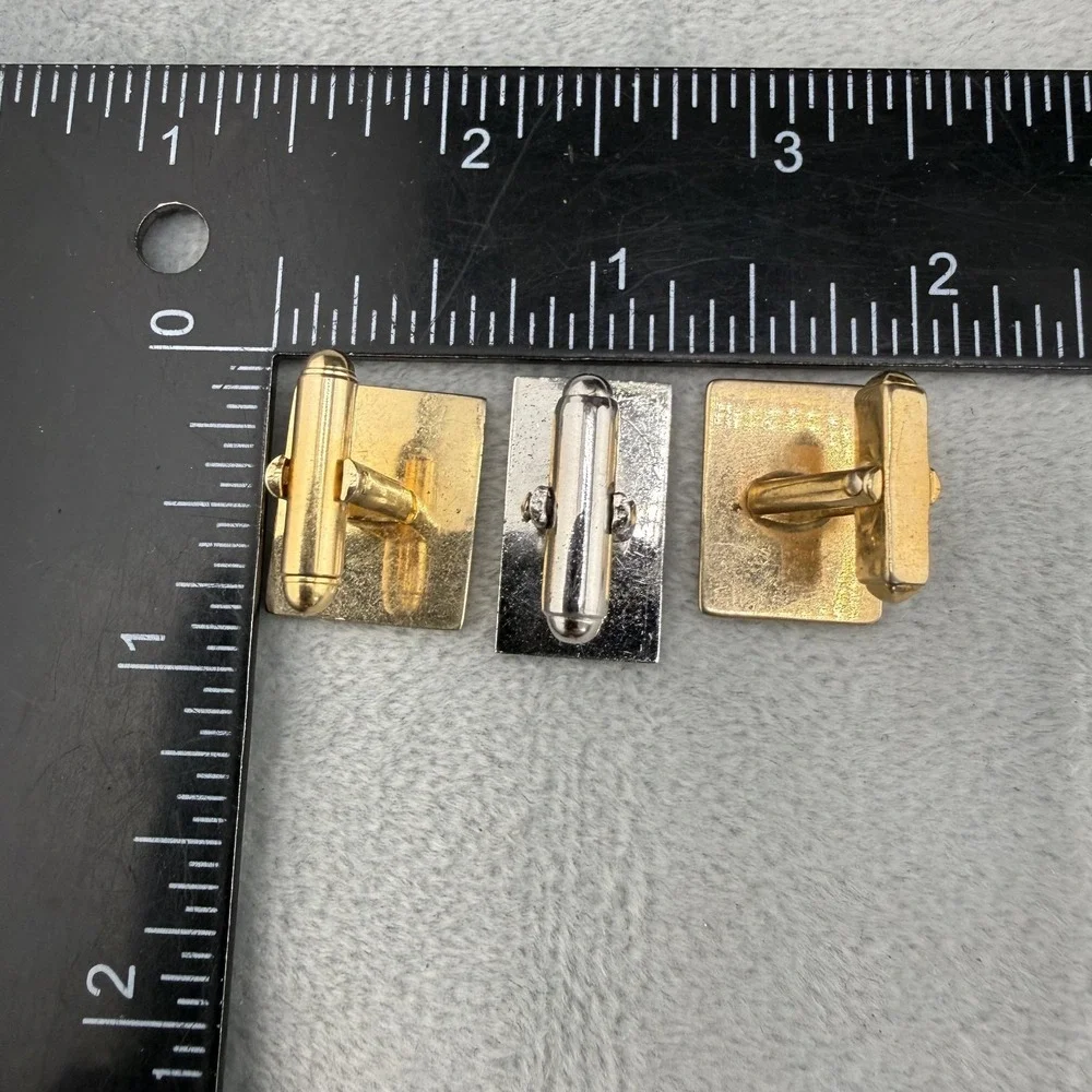 Vintage‎ Cuff Links Lot Of 3 Gold Tone